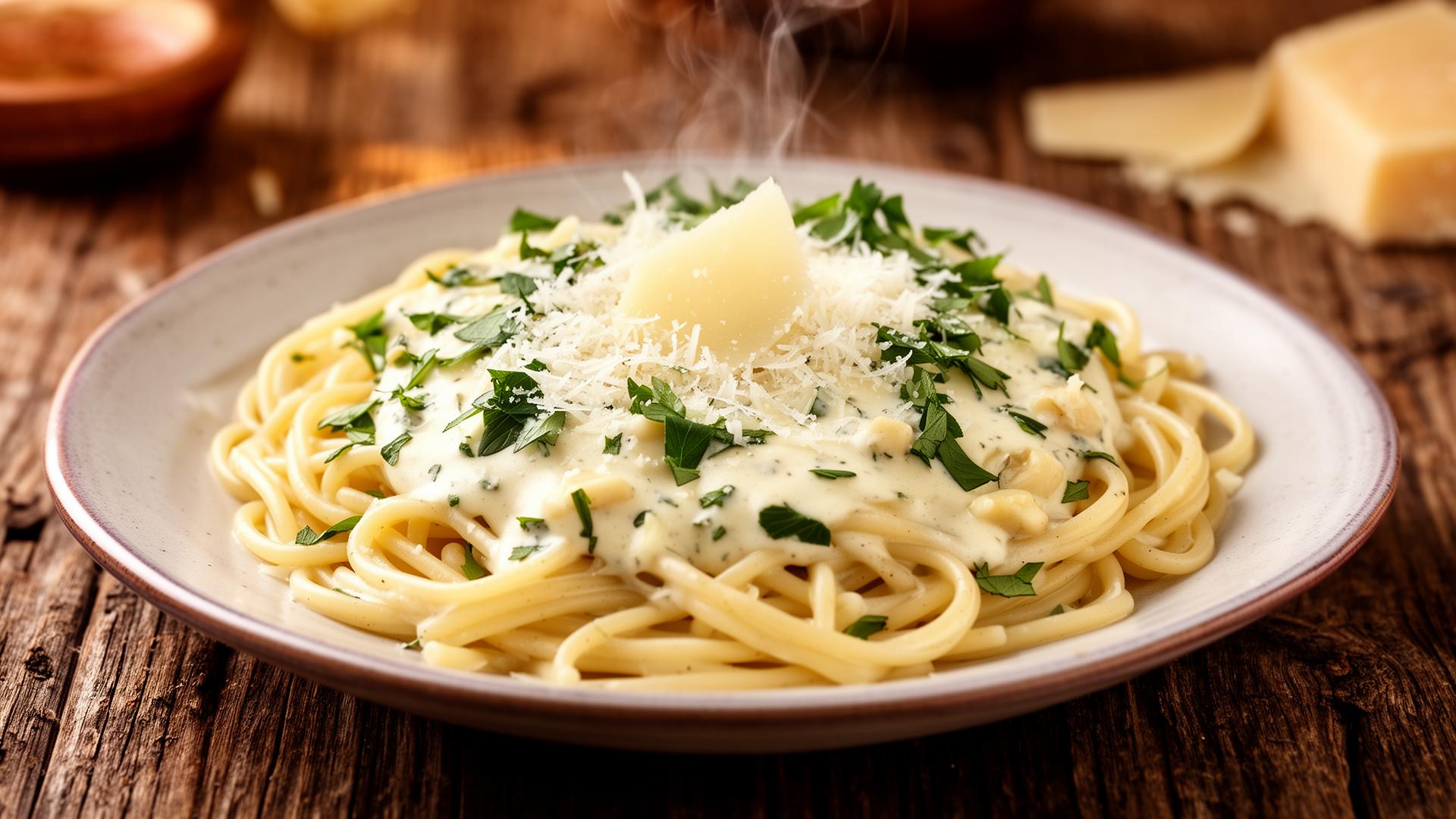 Delicious creamy garlic parmesan pasta - easy home cooking