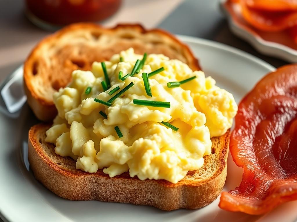 Perfect Fluffy Scrambled Eggs on Toast